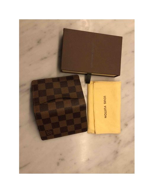 Louis Vuitton Pocket Organizer Brown Cloth Small Bag Wallets & Cases for Men - Lyst