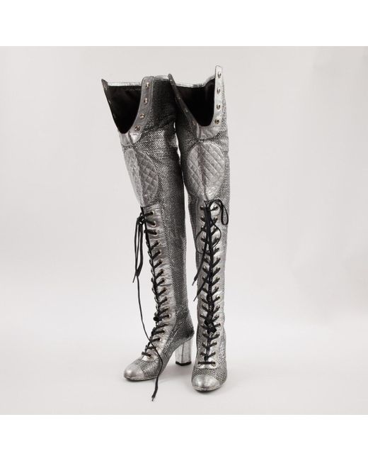 silver chanel boots
