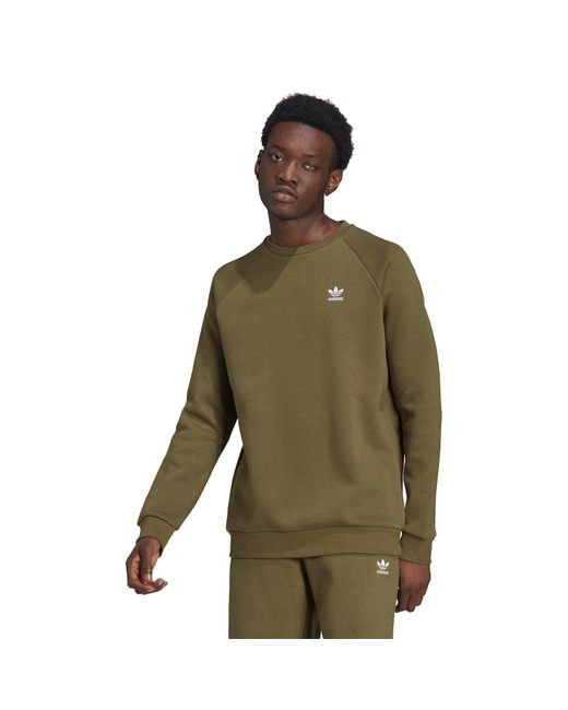 adidas Originals Adicolor Essentials Trefoil Crewneck Sweat in Green for  Men | Lyst UK