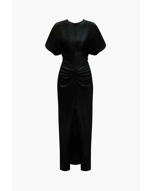 Victoria Beckham Black Gathered Waist Midi Dress