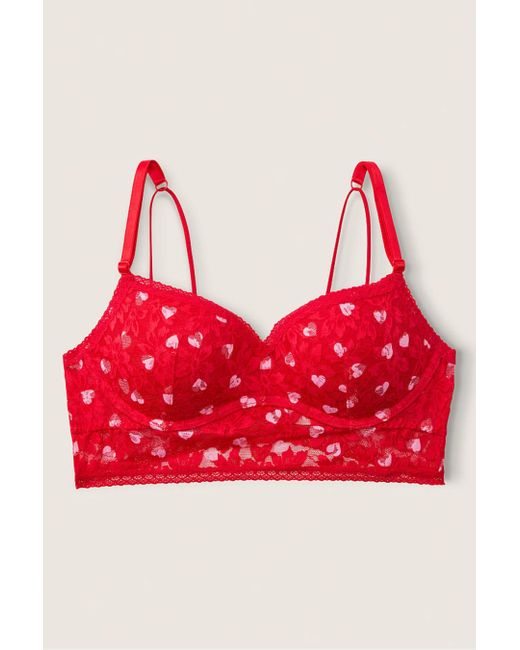 Victoria's Secret Red Pepper Heart V-day Lace Wired Push Up Bralette | Lyst  UK