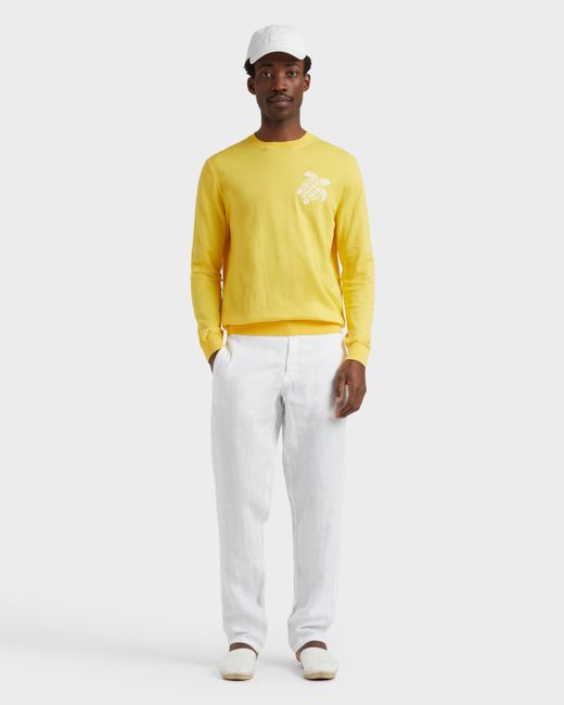Vilebrequin Yellow Cotton Sweater Turtle for men