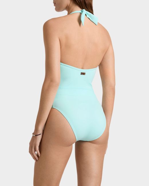 Vilebrequin Blue Sculpting One-Piece Swimsuit Pearl Detail Solid