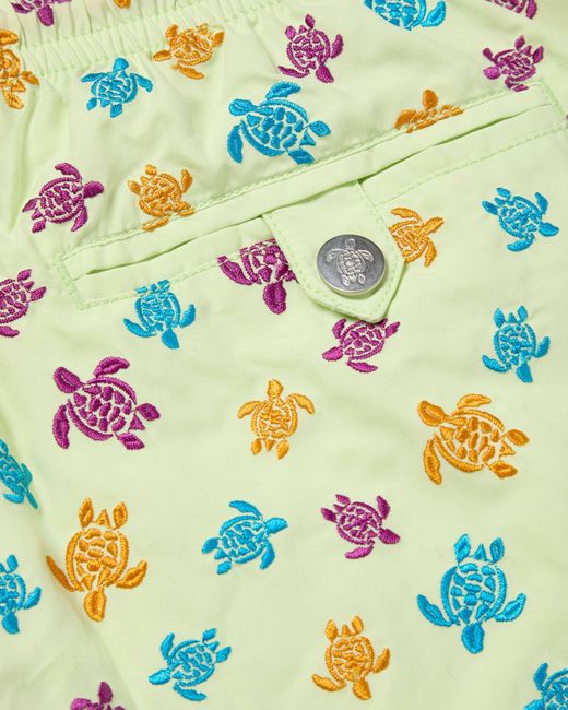 Vilebrequin Green Embroidered Swim Shorts Micro Ronde Des Tortues for men