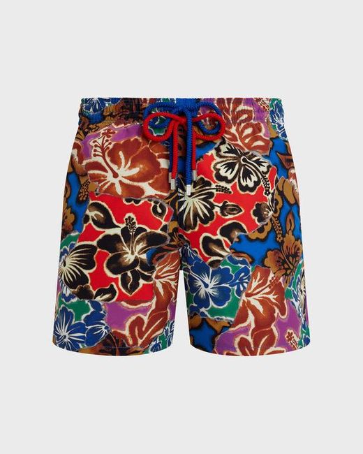 Vilebrequin Blue Swim Shorts Hawaiian Patchwork for men
