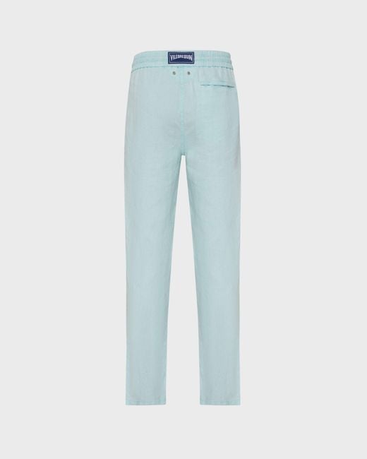 Vilebrequin Blue Linen Pants Regular Fit Natural Dye for men