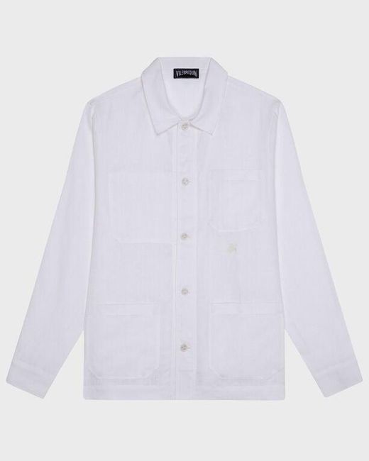 Vilebrequin Linen Solid Overshirt - Jacket - Corentin - White - Size S for men