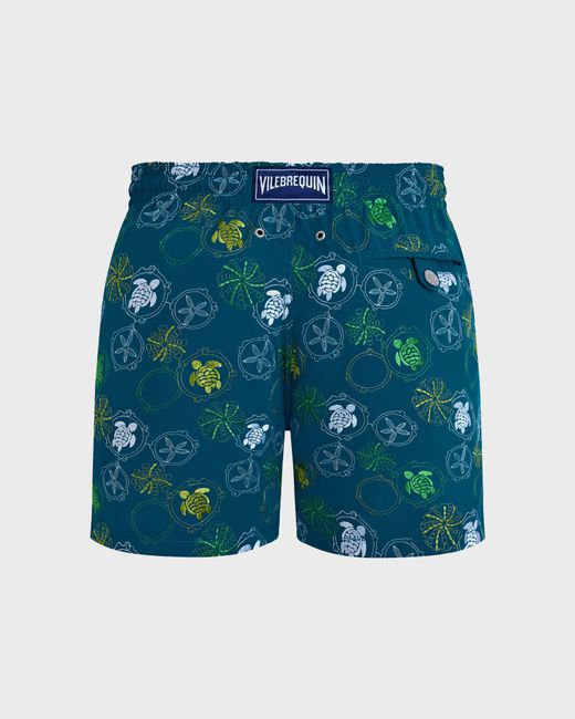 Vilebrequin Blue Swim Shorts Embroidered Oursins for men