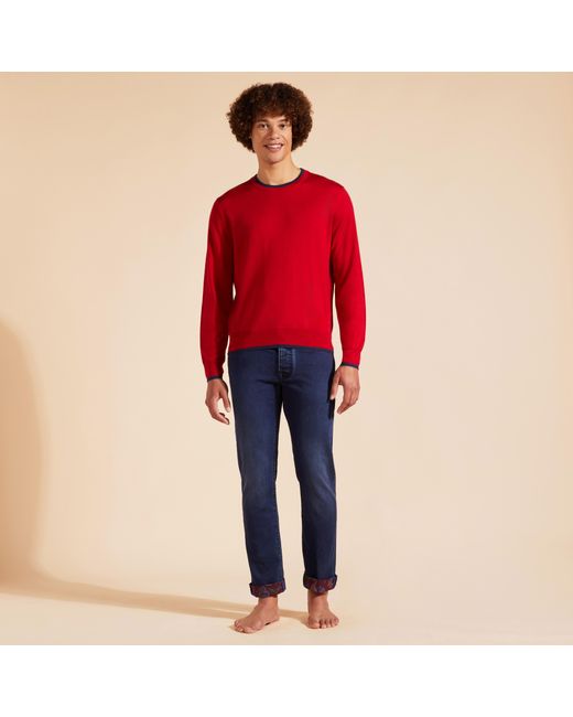 Vilebrequin Merino Wool Cashmere Silk Crewneck Sweater in Red für Herren