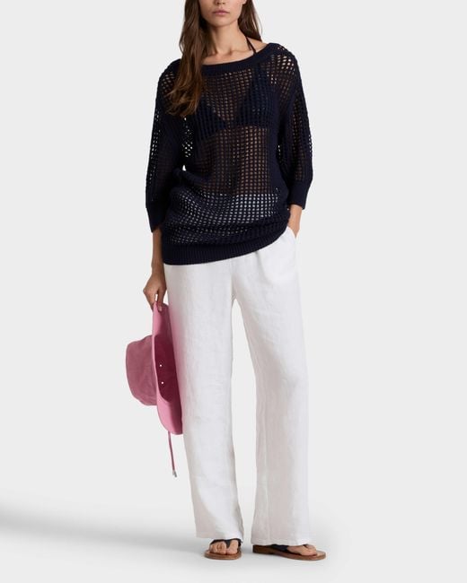 Vilebrequin Crochet Sweater Solid - Pullover - Linh - Blue - Size Xs