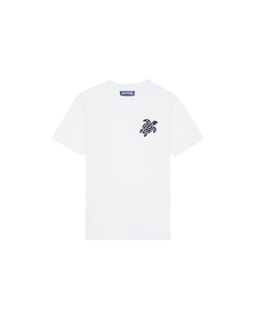 Vilebrequin Blue Organic Cotton T-shirt Embroidered Turtle for men