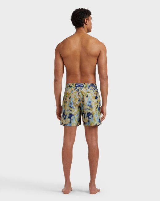 Vilebrequin Blue Silk Swim Trunks Blurred Nymphea - Swimwear - Moopea - Green - Size L for men