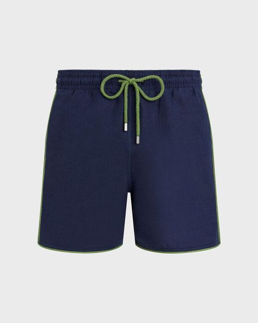 Vilebrequin Linen Swim Trunks Solid - Swimwear - Mallorca - Blue - Size S for men