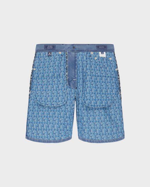 Vilebrequin Blue Denim Bermuda Shorts Turtles Net for men