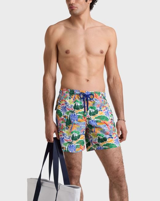 Vilebrequin Blue Swim Trunks Seaside Life - Swimwear - Moorea - White - Size Xs for men