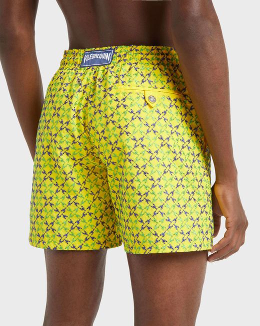 Vilebrequin Yellow Swim Shorts Embroidered Homard Pixel for men