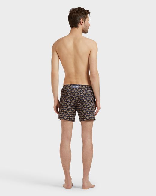 Vilebrequin Black Stretch Short Flat Belt Swim Shorts Turtles Chain for men