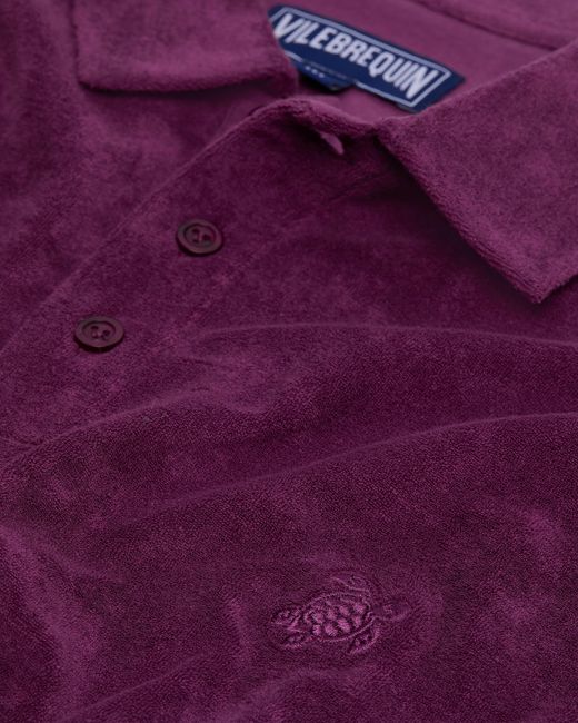 Vilebrequin Purple Terry Polo Shirt Solid for men