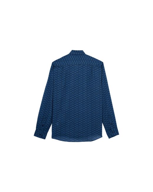 Vilebrequin Blue Organic Cotton Voile Shirt Fish Net
