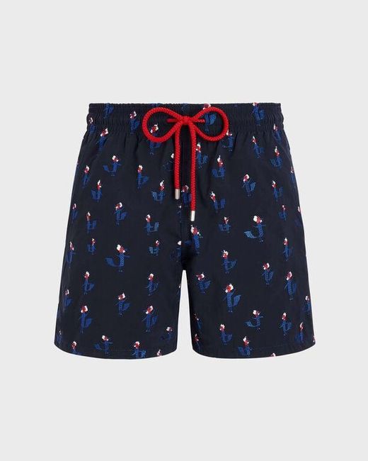 Vilebrequin Blue Swim Trunks Embroidered Cocorico! for men