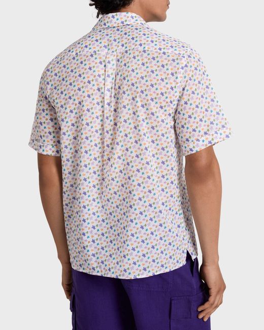 Vilebrequin Purple Organic Cotton Bowling Shirt Micro Ronde Des Tortues - Shirt - Charli - White - Size M for men