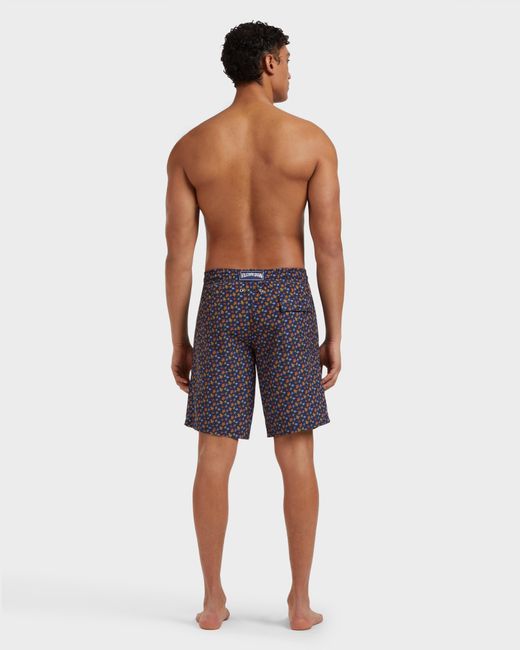 Vilebrequin Blue Long Swim Trunks Micro Ronde Des Tortues - Swimwear - Okoa - Orange - Size S for men