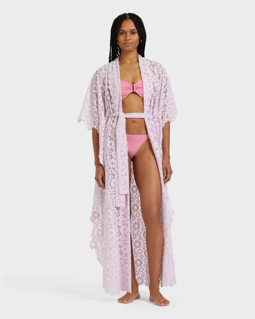 Vilebrequin Purple Guipure Kimono Flowers Lace - Kim - Kiyomi - Pink - Size Osfa
