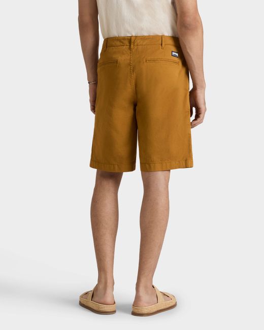 Vilebrequin Yellow Satin Cotton Bermuda Shorts Solid for men
