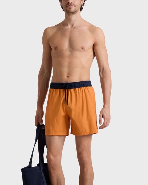 Vilebrequin Orange Ultrafine Wool Swim Shorts Micro Carreaux Tailoring for men