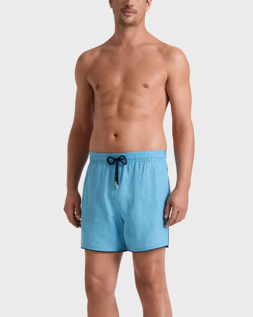 Vilebrequin Blue Linen Swim Shorts Solid for men