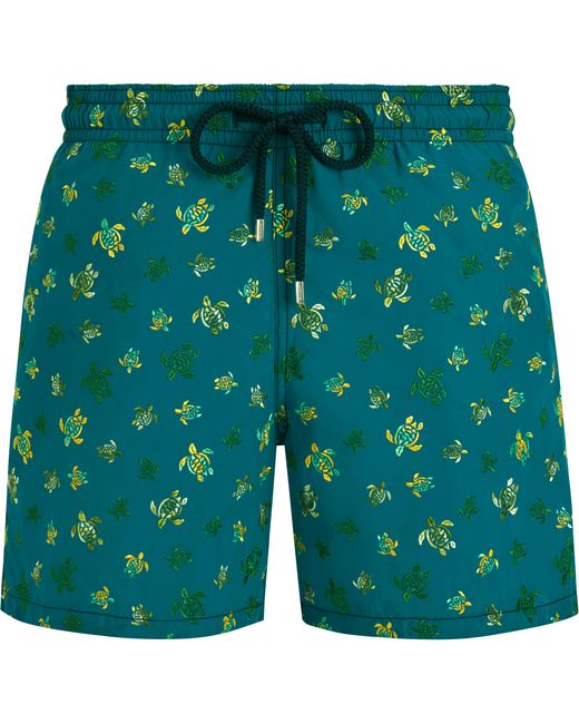Vilebrequin Green Swim Shorts Embroidered Ronde Des Tortues for men