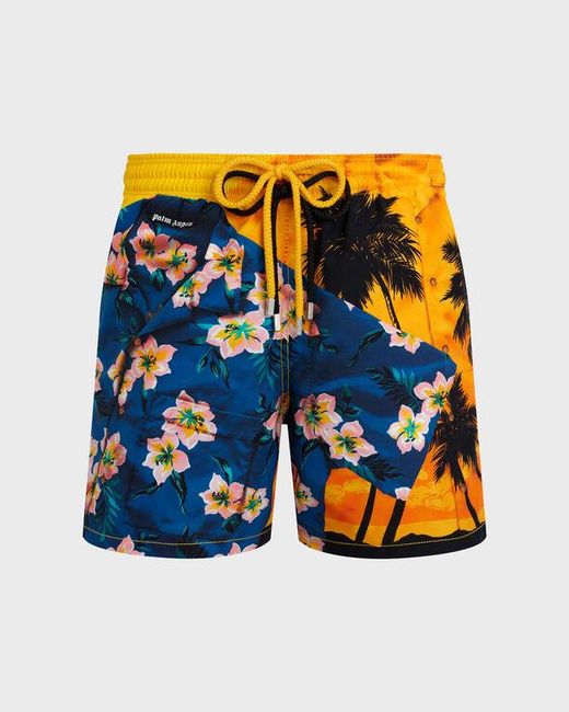 Vilebrequin Blue Swim Shorts Hawaiian Mix for men