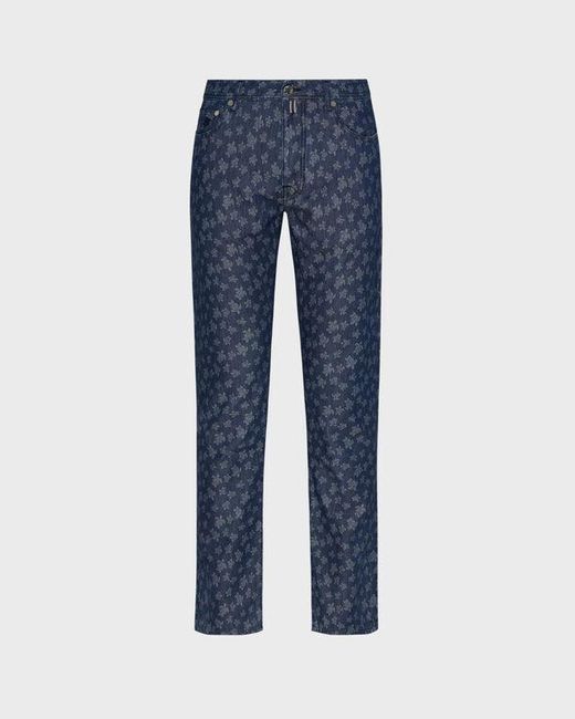 Vilebrequin Blue Light Denim Pants Ronde Des Tortues Jacquard for men