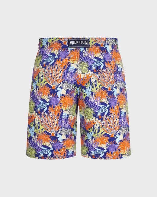 Vilebrequin Blue Long Stretch Swim Shorts Aquatic Life for men