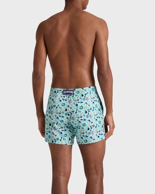 Vilebrequin Blue Stretch Short Swim Shorts Aquatic Carnival for men