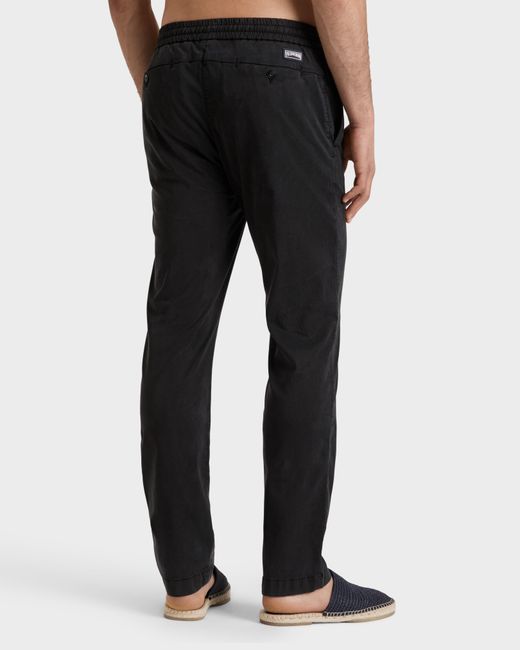 Vilebrequin Black Elastic Waist Cotton Satin Pants Solid for men