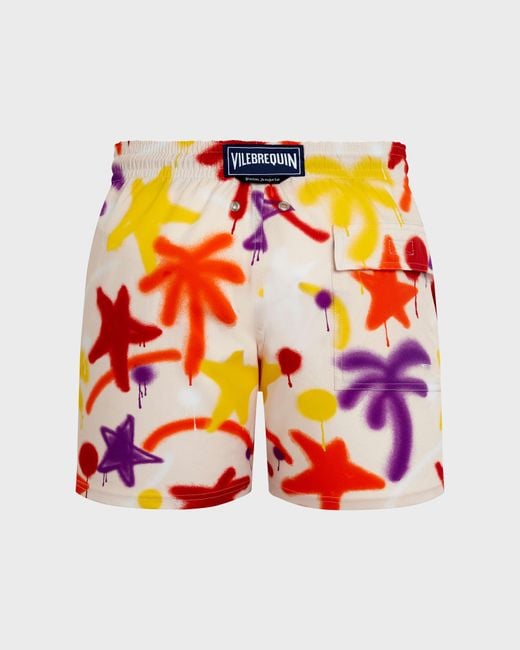 Vilebrequin Pink Stretch Short Swim Shorts Spray Paint for men
