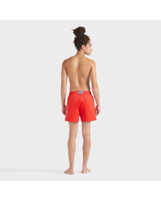 Vilebrequin Red Stretch Short Swim Shorts Placed Poulpe for men