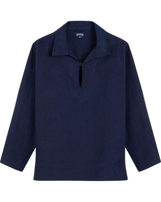 Vareuse en lin unisexe - chemise - cocon Vilebrequin en coloris Blue