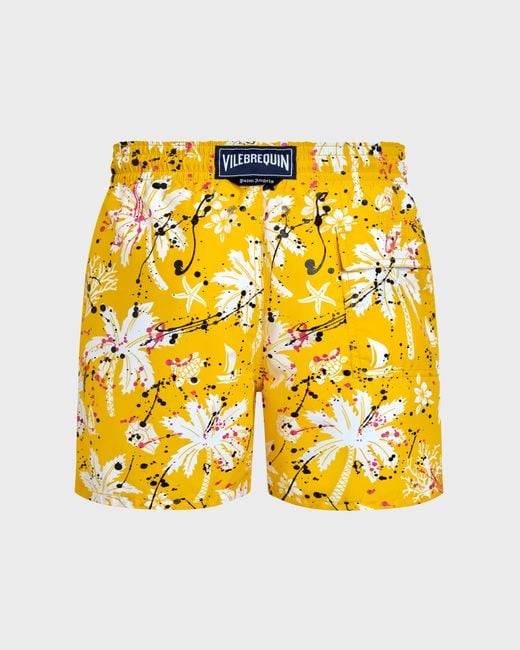 Vilebrequin Yellow Swim Shorts Hawai Splash for men