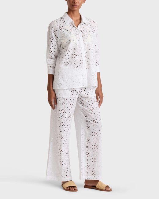 Vilebrequin Floral Broderie Anglaise Fluid Cotton Pants - Pant - Freyja - White - Size Xs