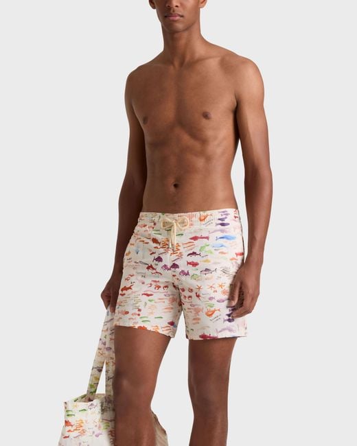 Vilebrequin Swim Trunks Pescador - X Fabrice Hyber - Swimwear - Moorea - White - Size Xs for men