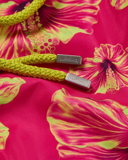 Vilebrequin Red Ultra-light And Packable Swim Trunks Macro Hibiscus - Swimwear - Mahina - Pink - Size Xs for men