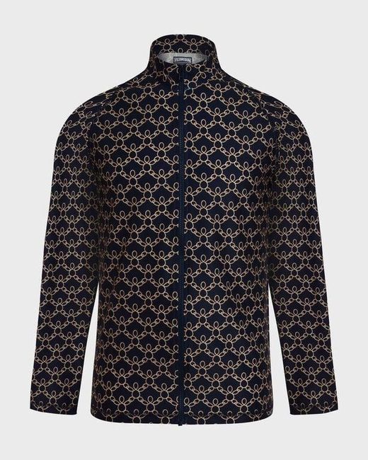 Vilebrequin Black Zipped Long Sleeves Rashguard Turtles Chain for men