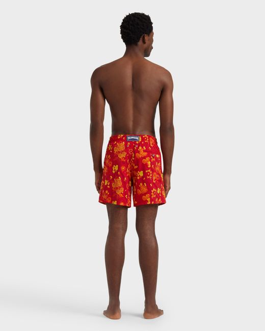 Vilebrequin Swim Shorts Embroidered Flowers - Limited Edition - Mdb - Mistral - Red - Size S for men