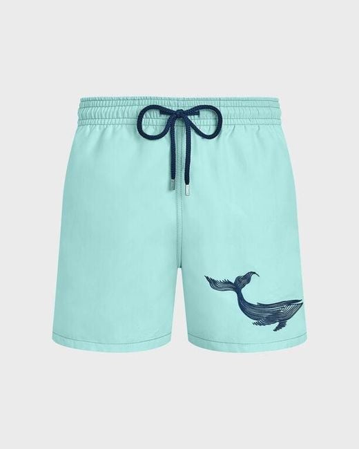 Vilebrequin Blue Swim Shorts Embroidered Whale for men