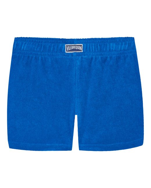 Vilebrequin Blue Solid Frottee-shorts Für Mädchen