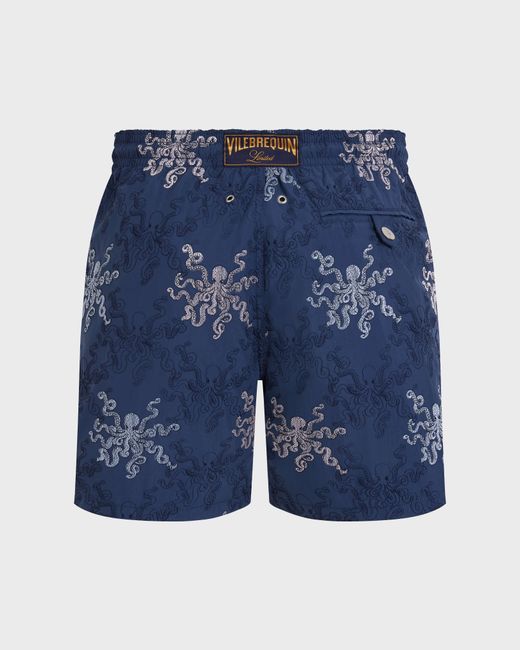 Vilebrequin Embroidered Swim Trunks Octopus In Stripes - Limited Edition - Swimwear - Mistral - Blue - Size Xl for men