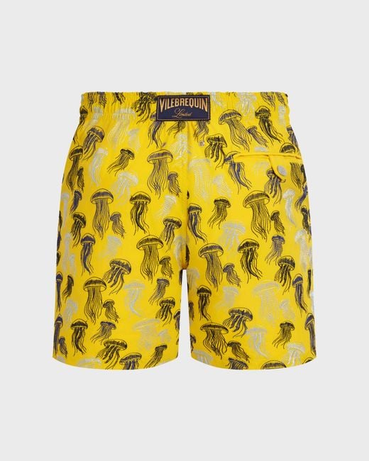 Vilebrequin Yellow Embroidered Swim Shorts Jellyfish Dance for men