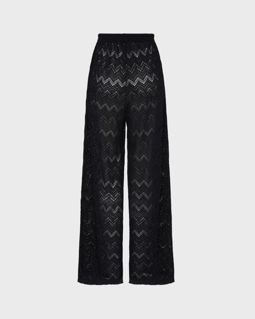 Vilebrequin Black Wide-Leg Pants Mesh